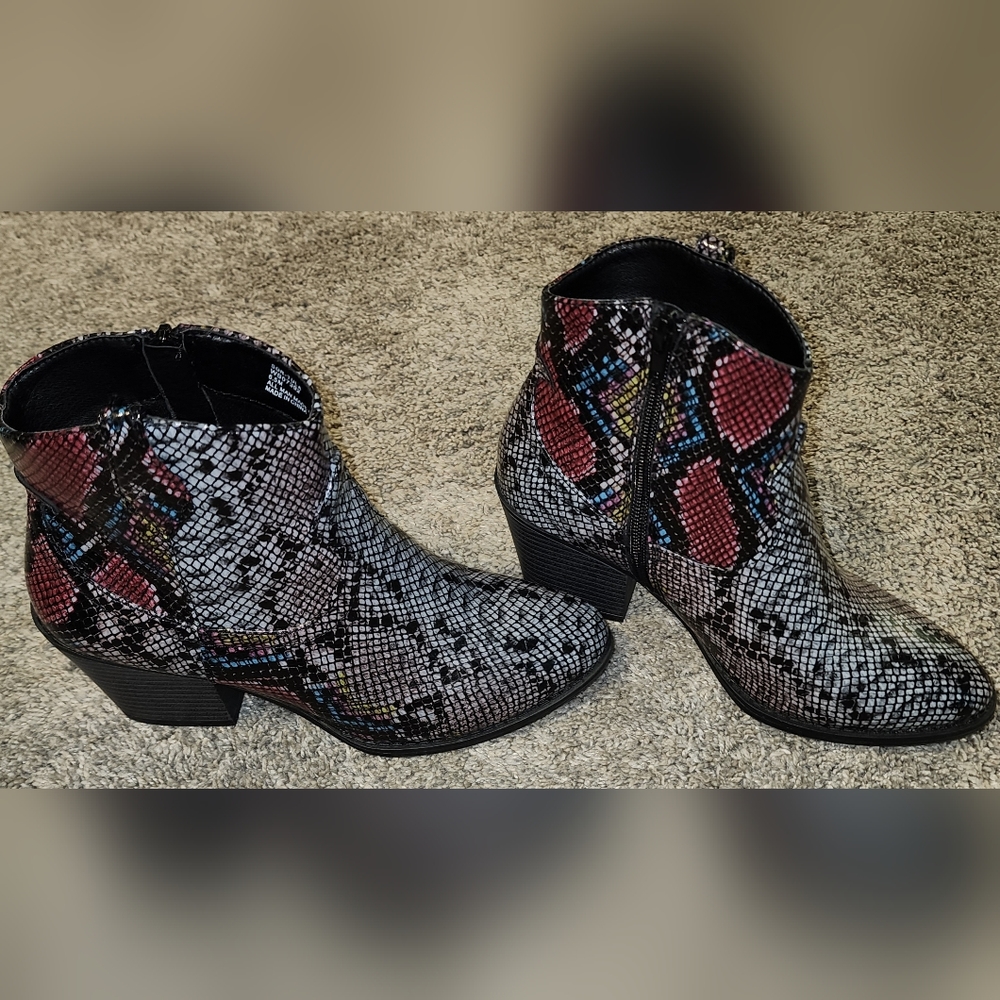 Sugar Faux Snake Skin Booties